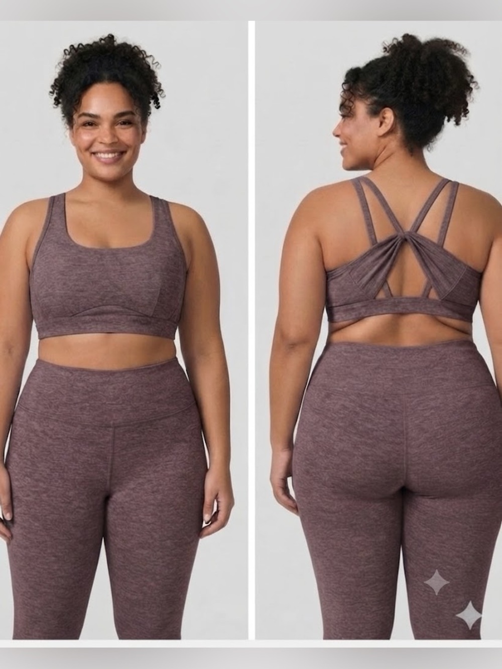 Athletic Works Women’s Buttercore Heathered Mauve Strappy-Back Sports Bra